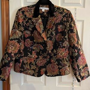 Napa Valley petite-14p-Brocade tapestry with velvet collar blazer/ jacket